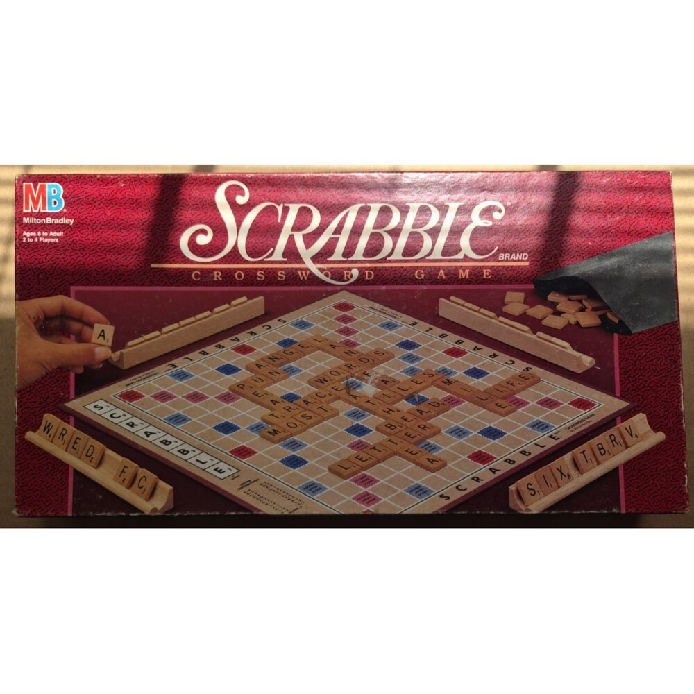 Vintage 1989 Scrabble Board Game Milton Bradley Crossword 100% Complete & Extras
